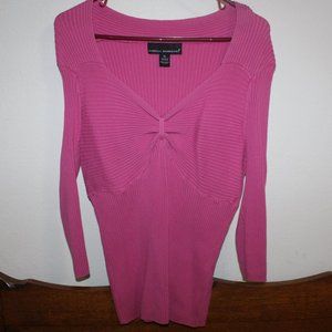 Isabella Rodriguez Pink Ribbed V-Neck Size XL